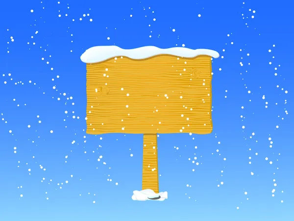 Trä skylt i snö — Stock vektor