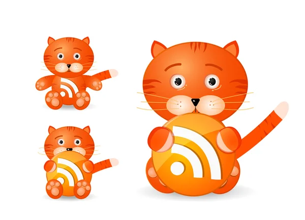 Иконка Rss в виде симпатичной тигровой игрушки — стоковый вектор