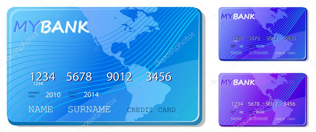 Blue credit and debit card icon