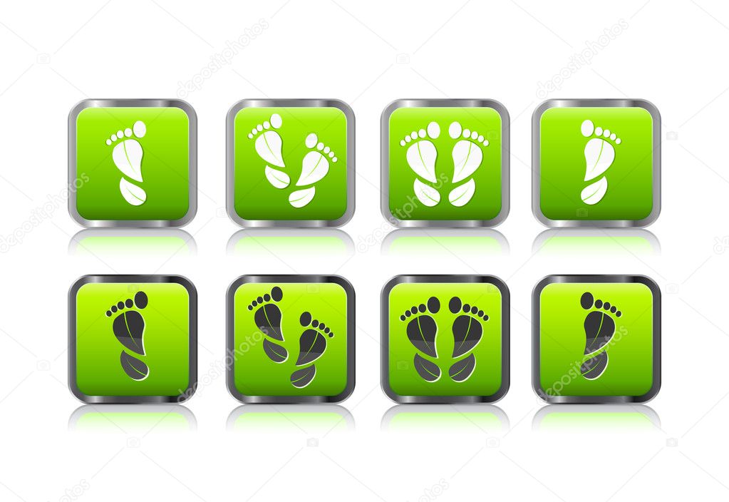 Foot print in form of leaf icon set