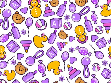 Kid's seamless doodle pattern clipart