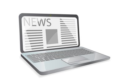 News paper on laptop screen clipart