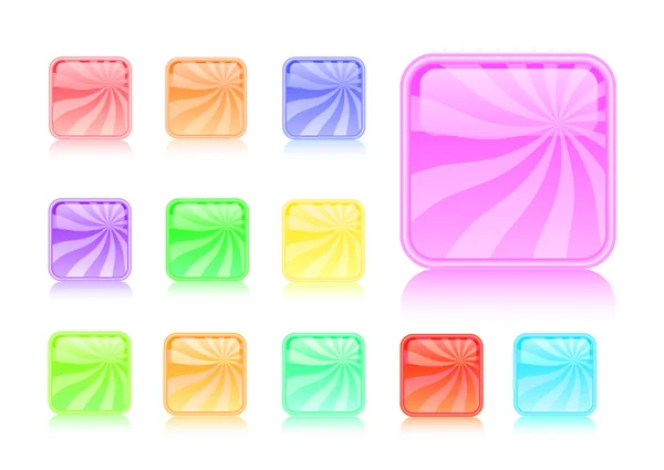 Boutons web brillants rayés colorés — Image vectorielle