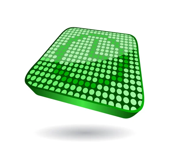 Groen pictogram klok in perspectief weergeven — Stockvector