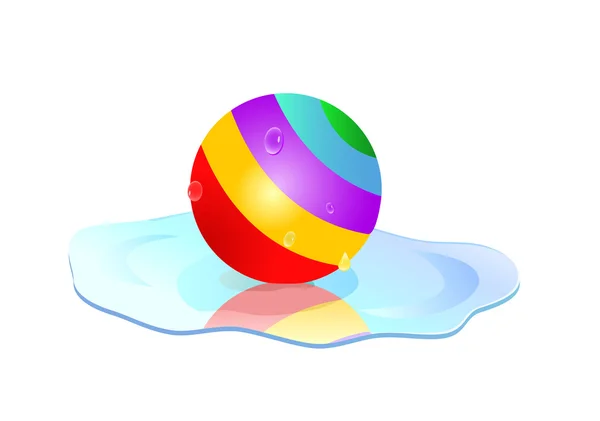 Su birikintisi içinde renkli top — Stok Vektör