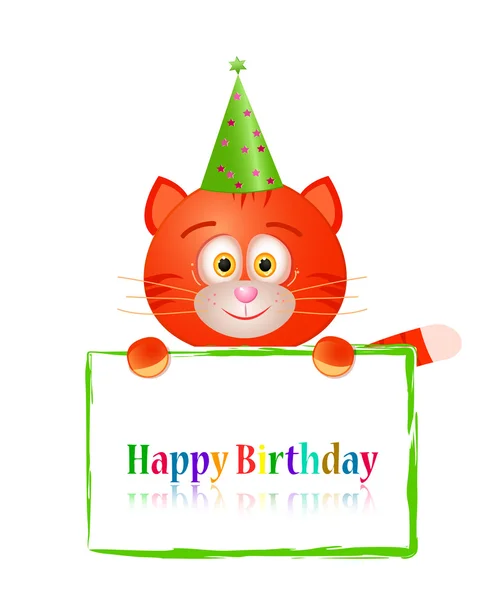 stock vector Toy tiger with greeting card on birthday