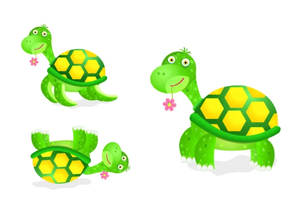 Roztomilá želva hračka icon set — Stockový vektor