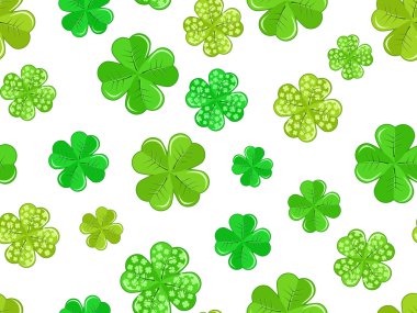 Seamless background with green shamrock. clipart