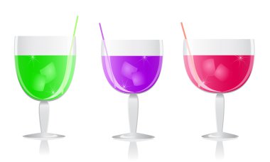 Purple green pink cocktail set isolated on white background. EPS8 clipart