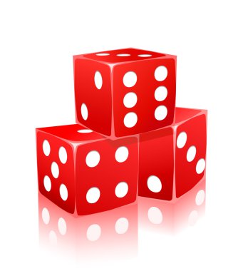 Red dice with white dots in stack clipart