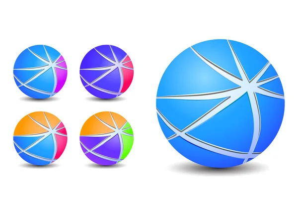Ícones de esferas listradas abstratas coloridas — Vetor de Stock