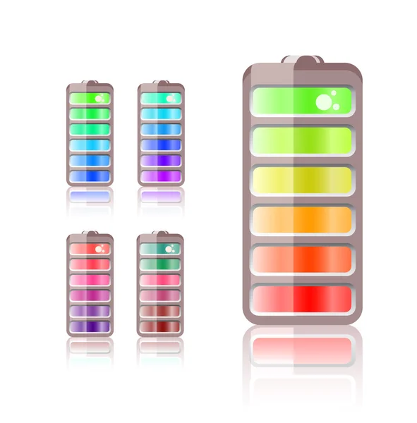 Εικονίδιο Της Μπαταρίας Διαφορετικές Colors Vector Eps8 Που Απομονώνονται Λευκό — Διανυσματικό Αρχείο