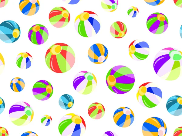 Seamless Pattern Colorful Beach Balls White Background — Stock Vector