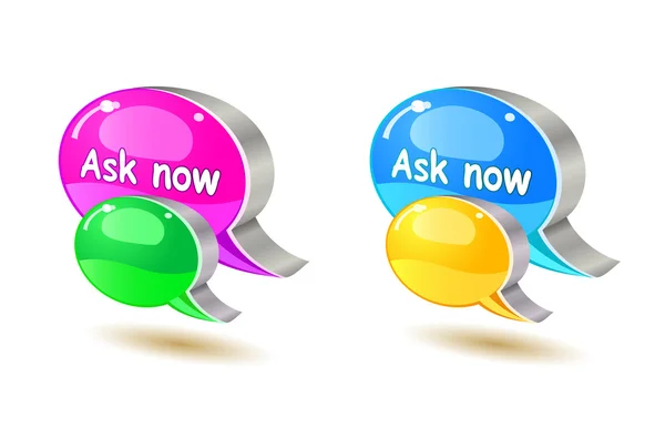 Colorful Ask Bubble Chat Icon Set Isolated White Background — Stock Vector
