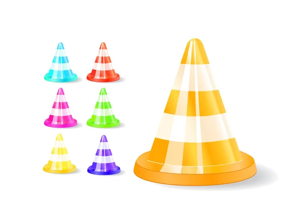 Colorful traffic cones icon — Stock Vector