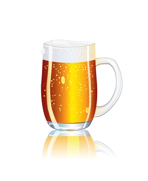 孤立在白色背景上的详细充分的啤酒杯子图标 — 图库矢量图片