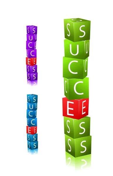 Woord succes. stapel van kubussen met letter — Stockvector