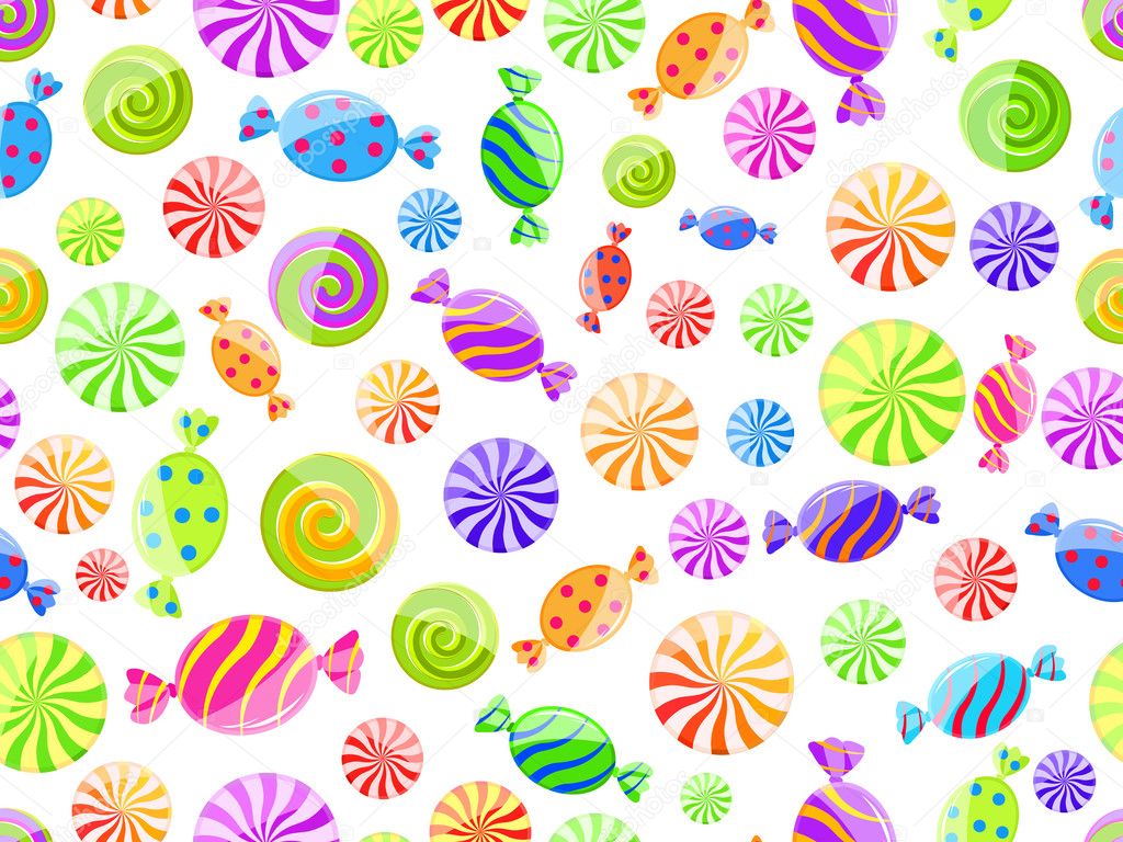 Colorful striped candy seamless pattern on white background