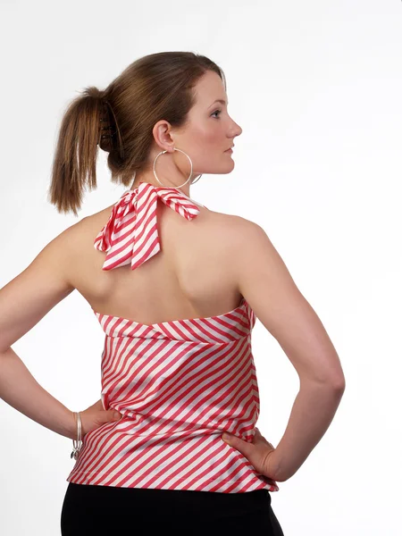 Perfil retrato joven mujer caucásica de espalda — Foto de Stock