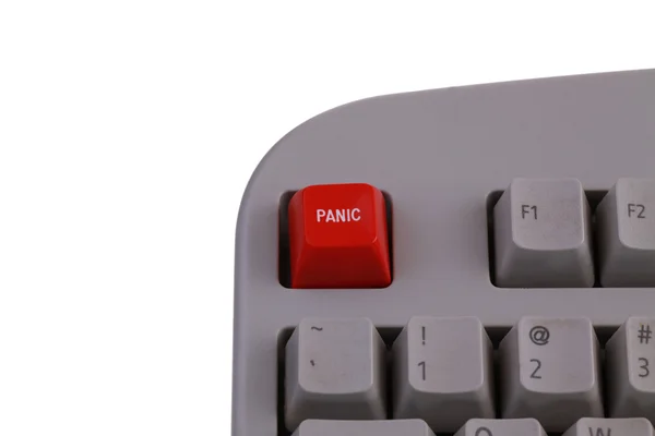 Köşedeki Gri Klavye Kırmızı Panik Butonu — Stok fotoğraf