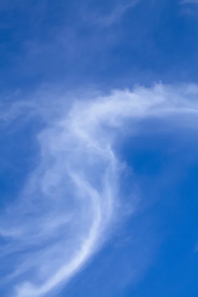 Delikatne biały chmura pierzasta chmury przeciw błękitne niebo — Zdjęcie stockowe