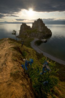 Cape Burkhan. Sunset. Olkhon island, Lake Baikal. Siberia. clipart