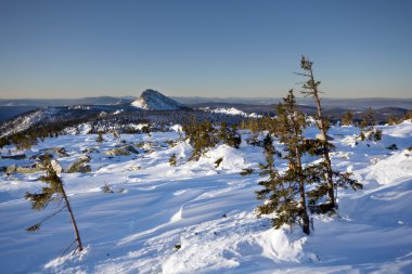 Winter landscape.Taiga,Ural mountains.Park Taganay. clipart