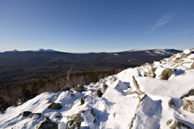 Tayga ormanı içinde russia.national park taganay.ural.