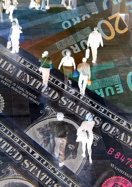 Dollar and Euro shoppers — Stock Photo, Image