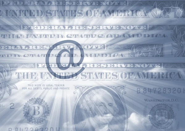 Dollar Bills Faded Overlaid Email Symbol — Stock Photo, Image