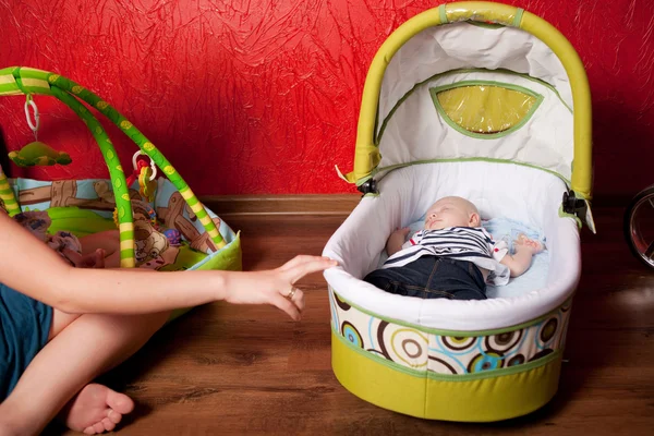 Baby Sleeping in a Stroller — Stock Photo, Image