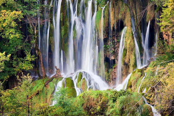 Wodospad w jesiennym lesie — Zdjęcie stockowe