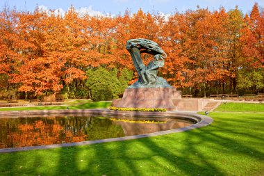 Friderick Chopin monument in the Lazienki Park in Warsaw, Poland clipart