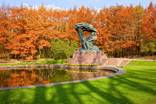 Friderick Chopin Monument Lazienki Park Warsaw Poland — Stock Photo, Image