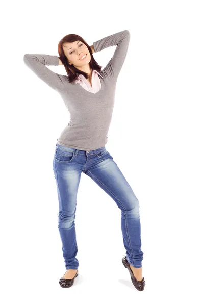 Casual Happy Young Woman in Relaxed Pose — Stock Photo, Image