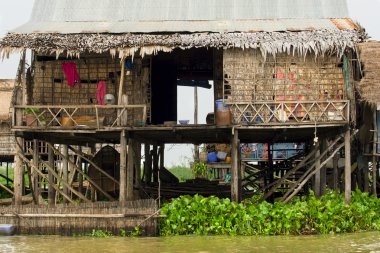 Rural Fishermen Houses in Cambodia clipart