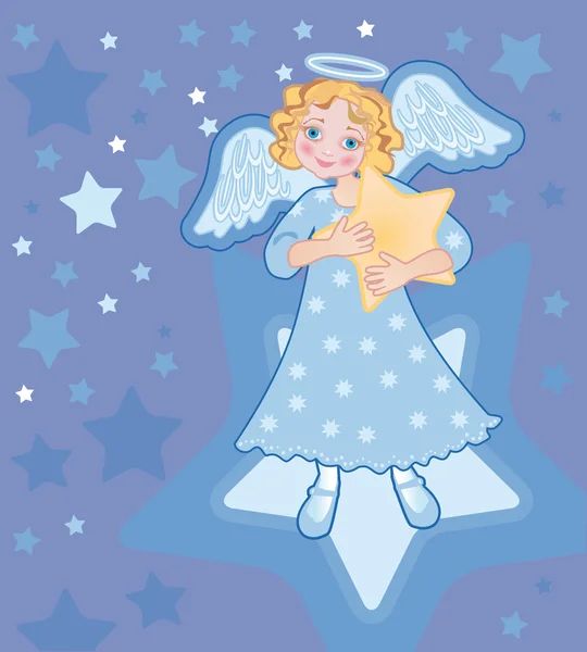 Angel with a star — Stock Vector