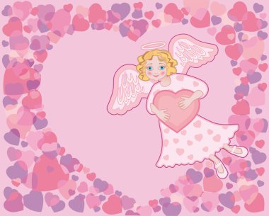 Angel with a heart clipart