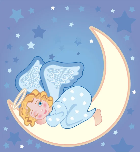 Άγγελος στον ύπνο στο φεγγάρι — Διανυσματικό Αρχείο