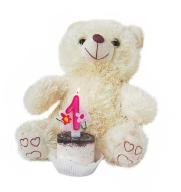 Bruin with a conflagrant anniversary candle clipart