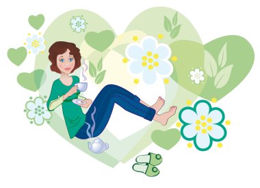 Love to green tea clipart