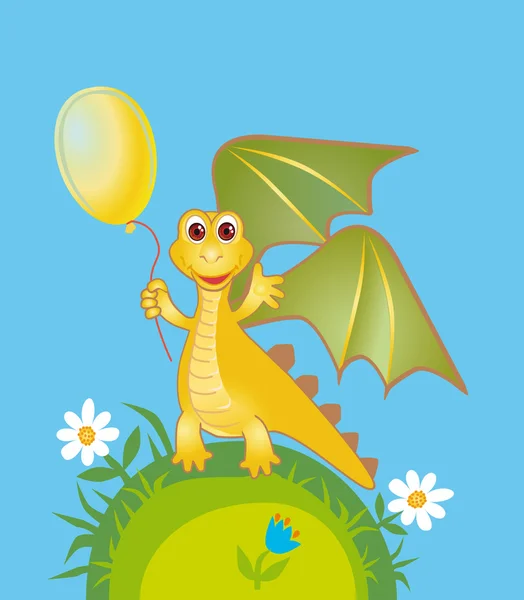 Draco amarillo feliz — Archivo Imágenes Vectoriales