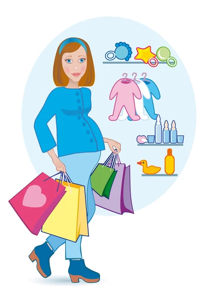 Pregnant shopping — Stock Vector