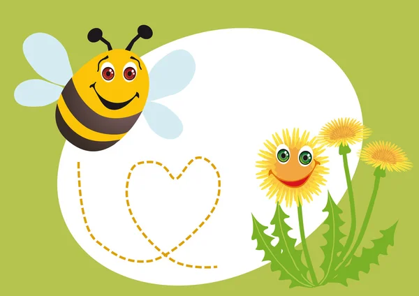 蜜蜂和蒲公英 — 图库矢量图片