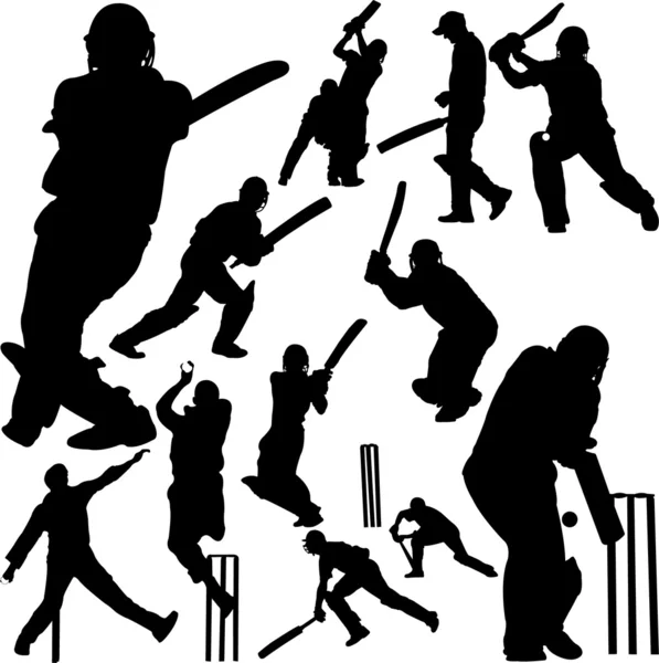 Kriket oyuncular — Stok Vektör