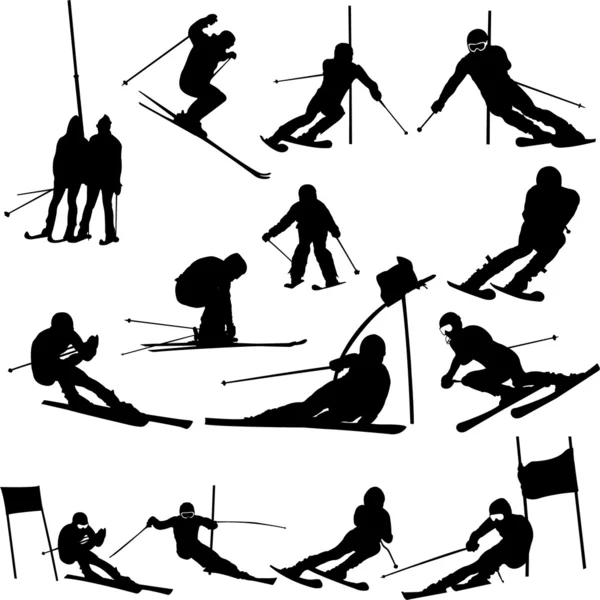 Ensemble Vecteurs Ski — Image vectorielle