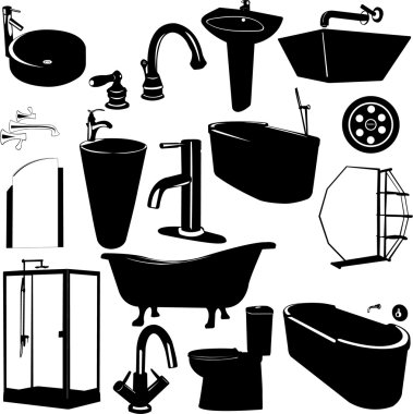 Set of bathroom objects vector clipart