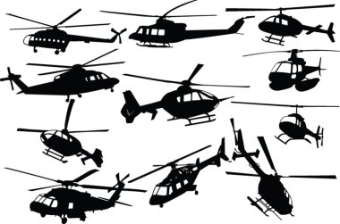 Helicopters collection - vector clipart