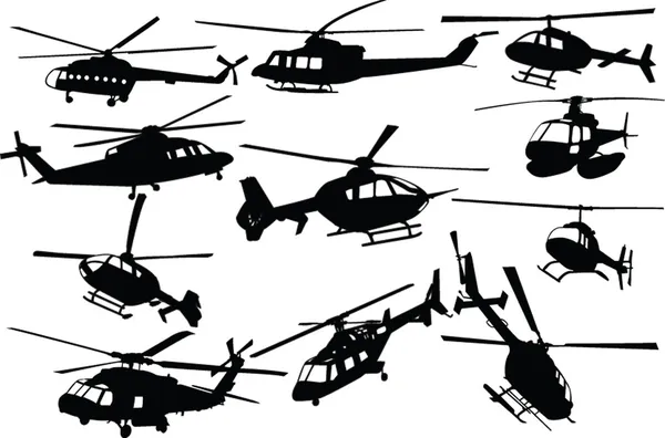 Colección de helicópteros - vector — Vector de stock