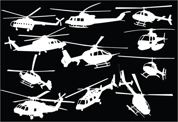 Helikopterler koleksiyon 3 - vektör — Stok Vektör